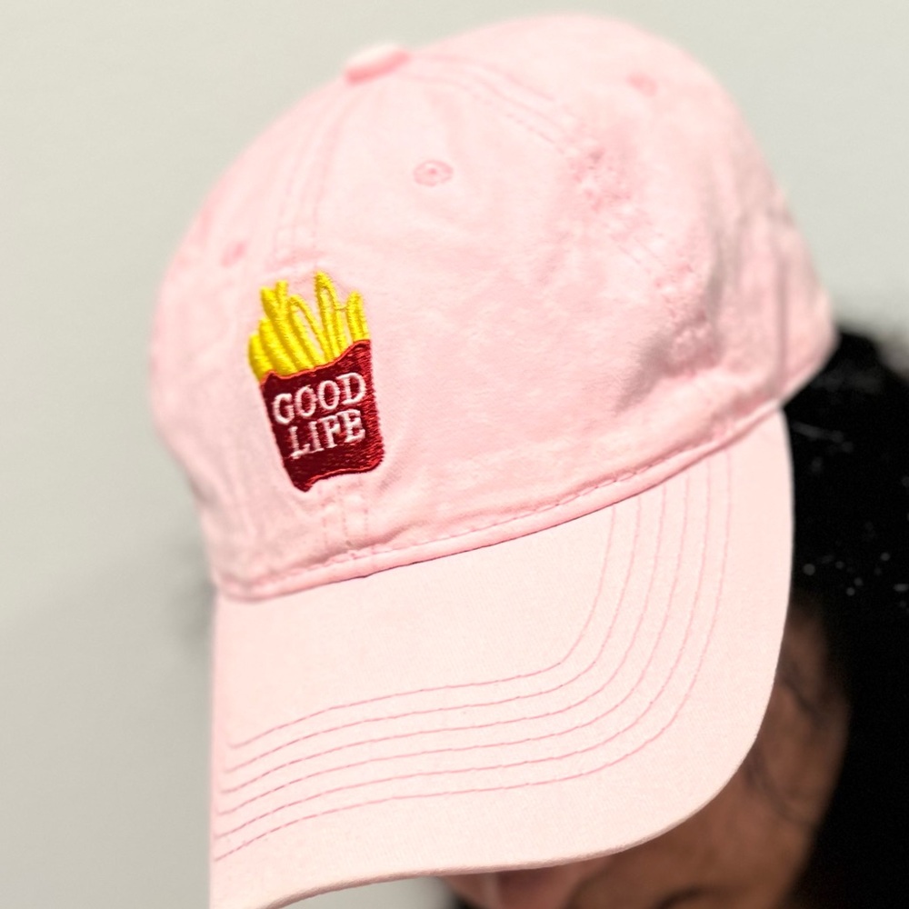 Good life fries fun hat cap pink cotton